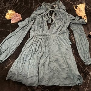 Free People Turquoise Cold Shoulder Dress